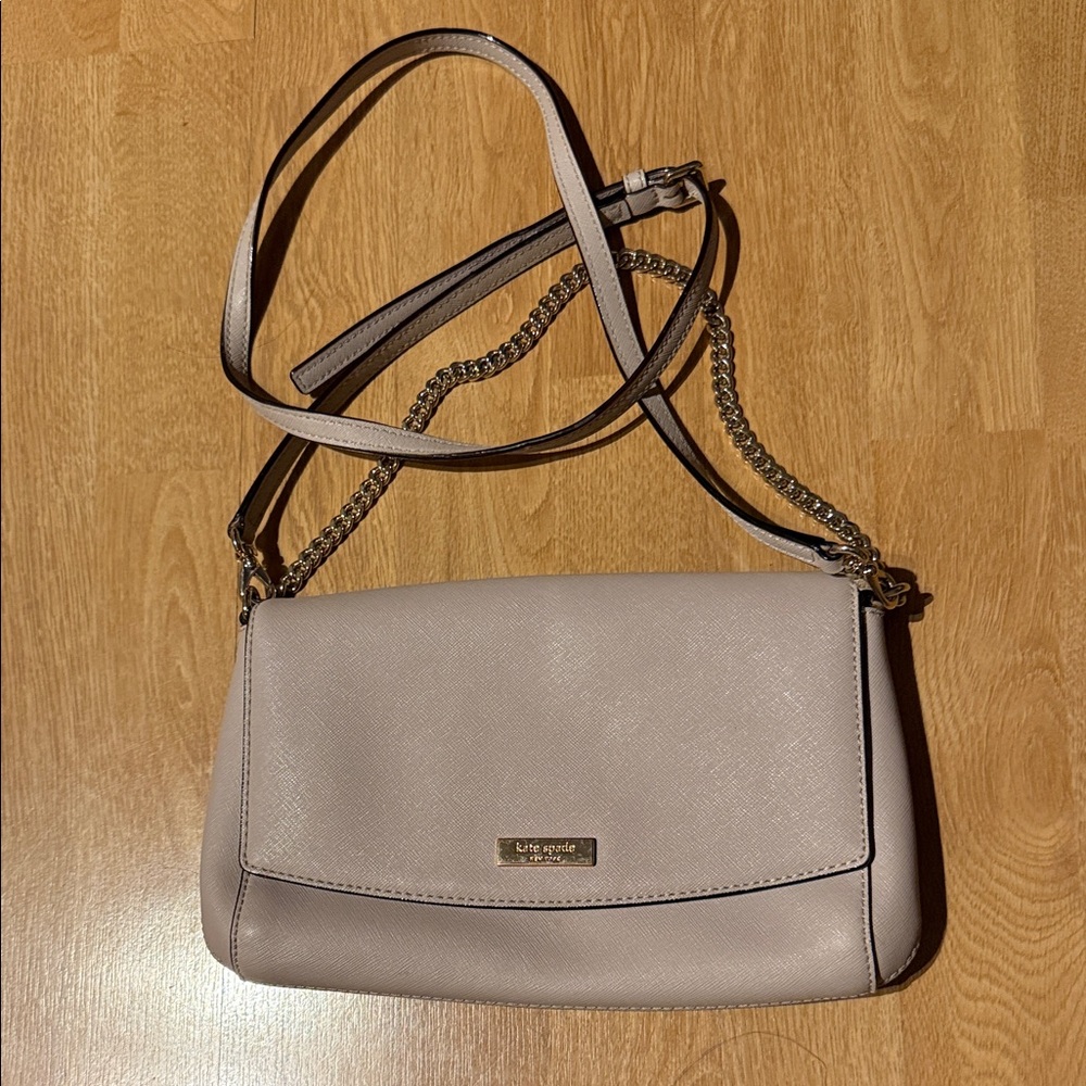 Kate Spade Taupe Crossbody Bag with Gold Accents